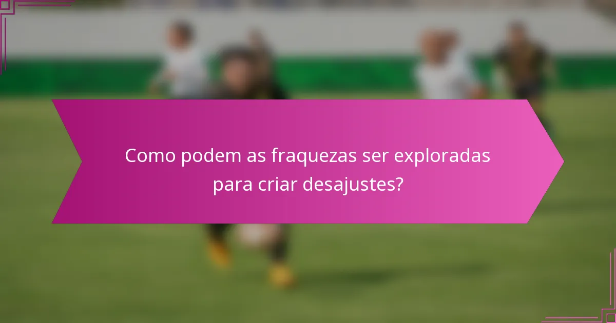 Como podem as fraquezas ser exploradas para criar desajustes?
